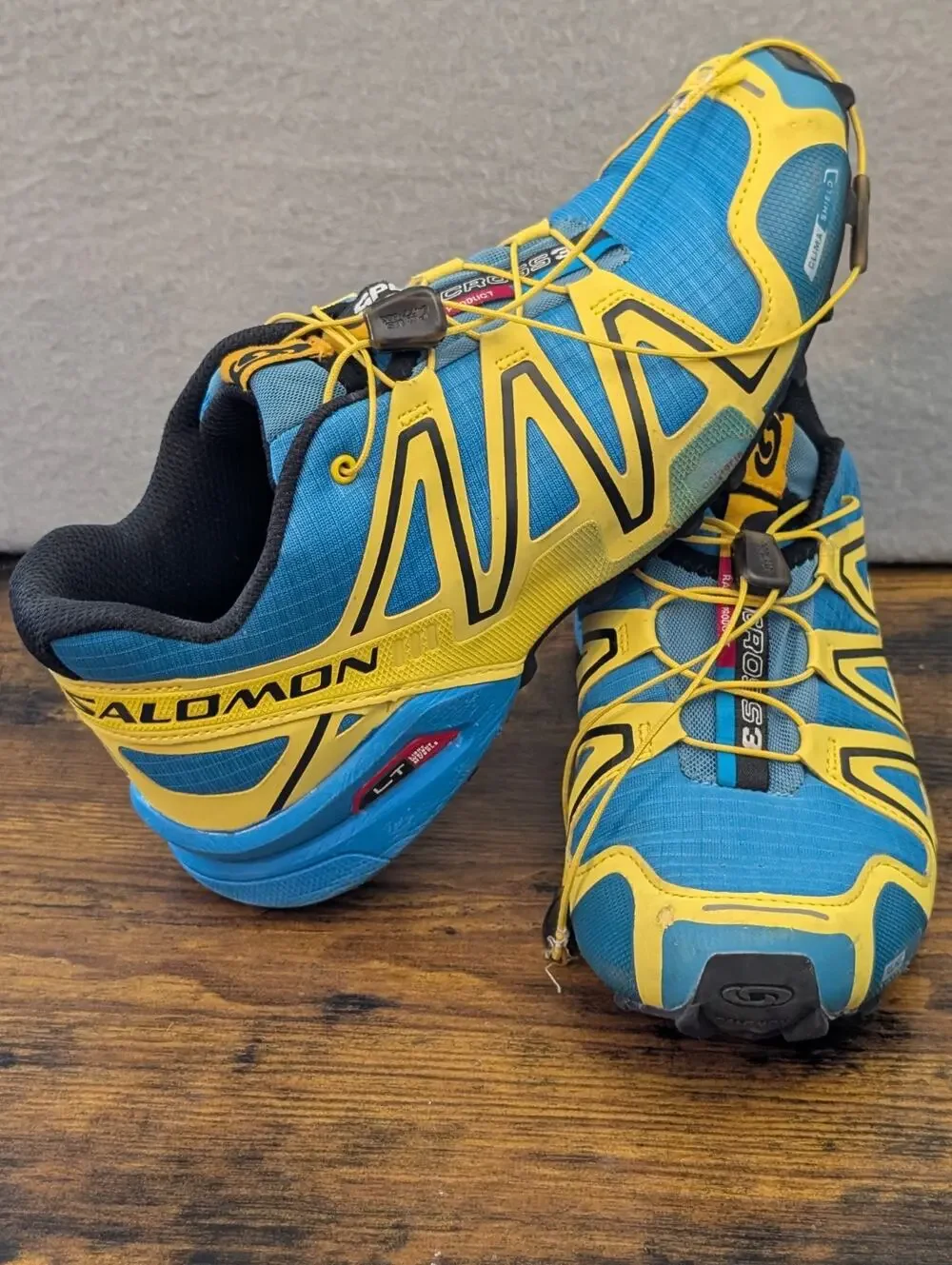 Salomon Speedcross 3 Mens 9.5 Blue Yellow ClimaShield Running Shoes Trail Train